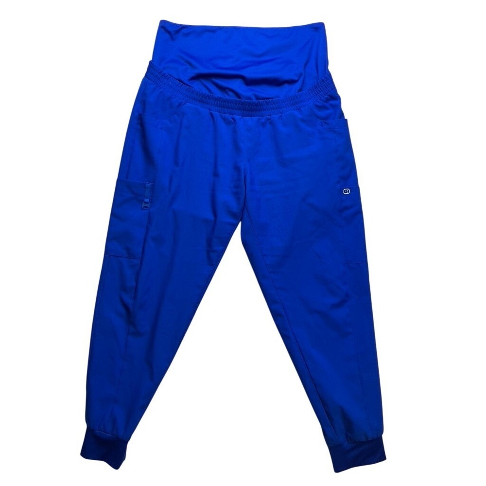 Wink‎ W123 Jogger Scrub Pants Women Large Blue Excellent Maternity Cargo Pocket